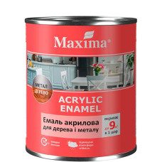 Емаль акрилова Maxima для дерева та металу, слонова кістка шовковисто-мат 0,75 л