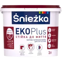 Матова латексна фарба Sniezka EKO Plus з підвищеною стійкістю до миття 4,2 кг/3 л білий