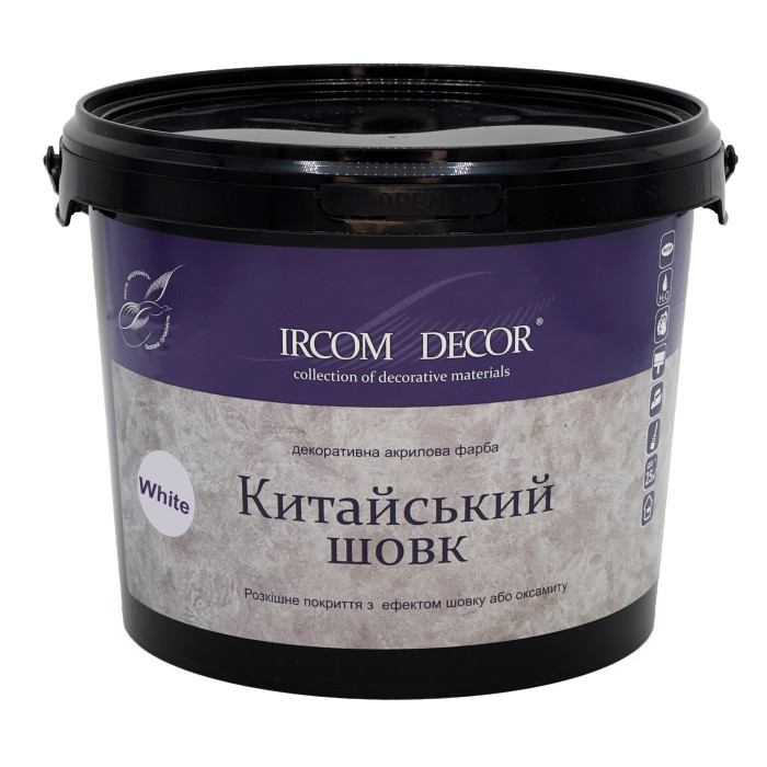 Декоративна фарба Ircom Decor Китайський шовк White 10 л + малярна стрічка BEOROL 33 м + валик Beorol 25 см