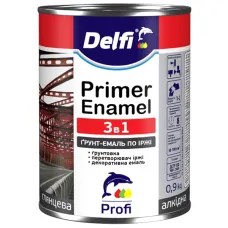 Ґрунт-емаль Delfi по іржі 3 в 1 темно-коричневий глянець 0,9 кг