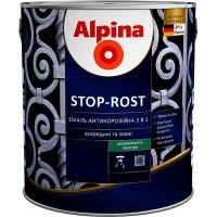 Грунт-емаль 3в1 ALPINA алкідна антикорозійна Stop-Rost шовковисто-матова RAL 9023 темно-сірий 0,75 л