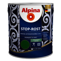 Грунт-емаль 3в1 ALPINA алкідна антикорозійна Stop-Rost шовковисто-матова RAL 3011 червоний 2,5 л