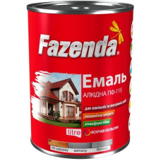Емаль Fazenda ПФ-115 для дерева та металу чорний глянець 2,8 кг