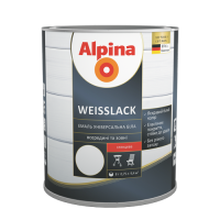 Емаль універсальна акрилова Alpina Weisslack біла шовковисто-матовий 0.75л