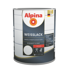Емаль універсальна акрилова Alpina Weisslack біла шовковисто-матовий 0.75л