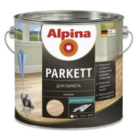 Лак Parkettlack Glaenzend Alpina шовквисто-матовий 2.5 л прозорий