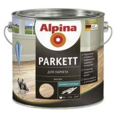 Лак Parkettlack Glaenzend Alpina шовквисто-матовий 2.5 л прозорий