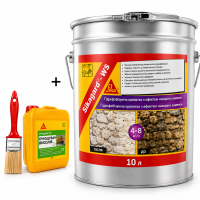 Гідрофобне захисне покриття SIKA Sikagard-WS з ефектом мокрого каменя 10 л + Sika Sikagard-S 5 л + пензель Beorol 40 мм