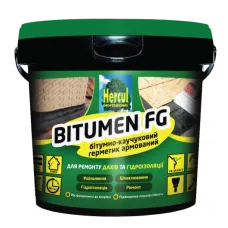 Бітумно-каучуковий герметик HERCUL BITUMEN FG армований фіброволокном 1 кг чорний